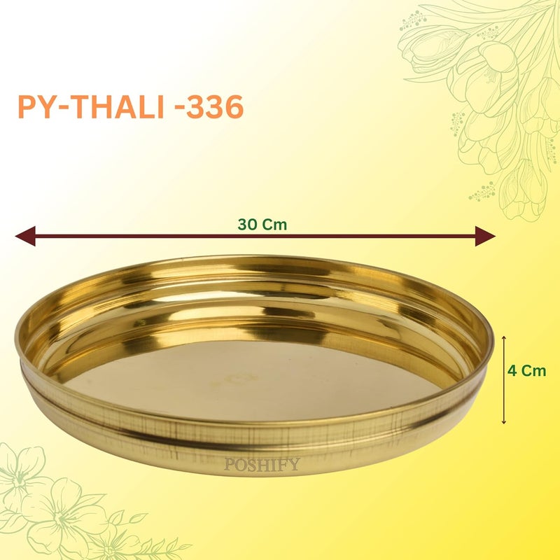 POSHIFY Pooja Thali Elegant Handcrafted Brass Thali for Puja Rituals and Spiritual Practices Traditional Indian Design for Home Decor and Puja Room Essentials - Image 2