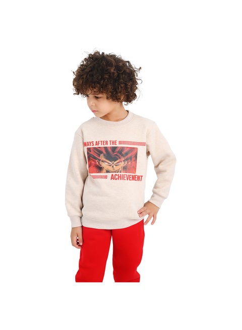 طقم بيجامه شتوي أولاد مبطن فليس بطبعة أنمي