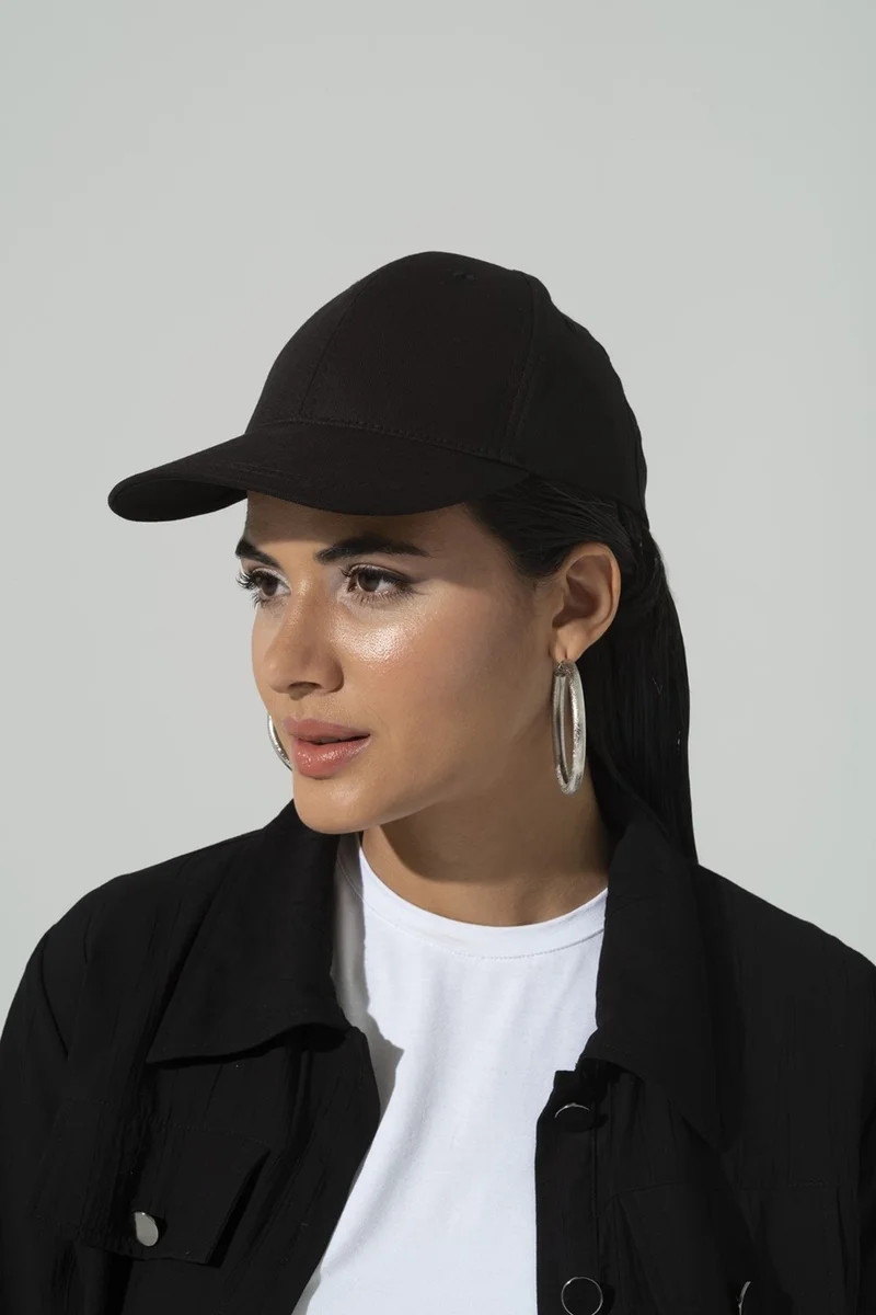 For You Accessories Babygirl Embroidered Peaked Back Baseball Black Hat S27113