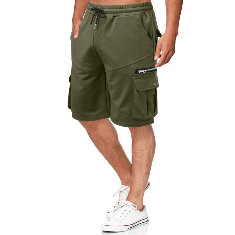 Mens Summer Cotton Work Shorts Loose Fit Green  - Image 1