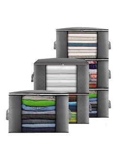 SKY-TOUCH 6 Pack Large Capacity Storage Bags, 90L Foldable Clothing Storage Bags Organizer with Reinforced Handle Thick Fabric for Comforters, Clothes, Blankets, Bedding  - Image 1
