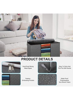SKY-TOUCH 6 Pack Large Capacity Storage Bags, 90L Foldable Clothing Storage Bags Organizer with Reinforced Handle Thick Fabric for Comforters, Clothes, Blankets, Bedding  - Image 5