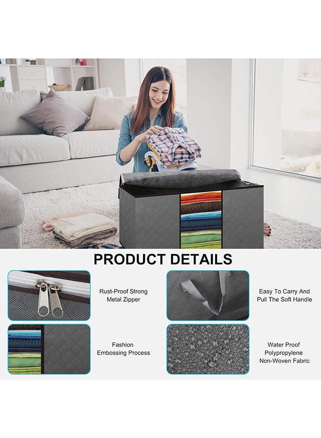 SKY-TOUCH 6 Pack Large Capacity Storage Bags, 90L Foldable Clothing Storage Bags Organizer with Reinforced Handle Thick Fabric for Comforters, Clothes, Blankets, Bedding  - Image 5