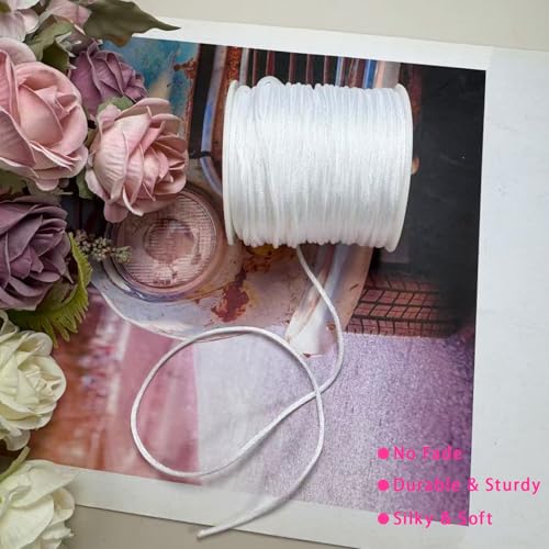 CICI Pamir Tong 2mm White Nylon Cord 100 Yards Satin Rattail Silk Cord Thread- Bracelet Cords-Beading String for Lanyard-Bracelet-Necklace-DIY Crafts & Jewelry Making - Image 4