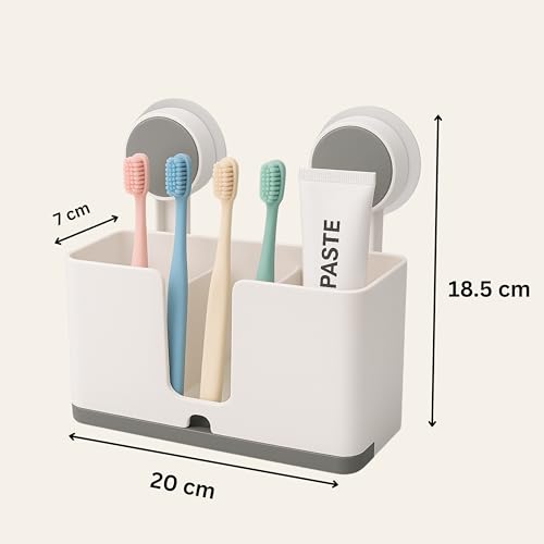 Boniry 1 Pcs Self Adhesive Toothbrush Holders for Bathroom Wall | Toothbrush Stand for Bathroom Organizer | No-Drill, Waterproof, Drainage Design, Space-Saving Storage Rack - Image 2