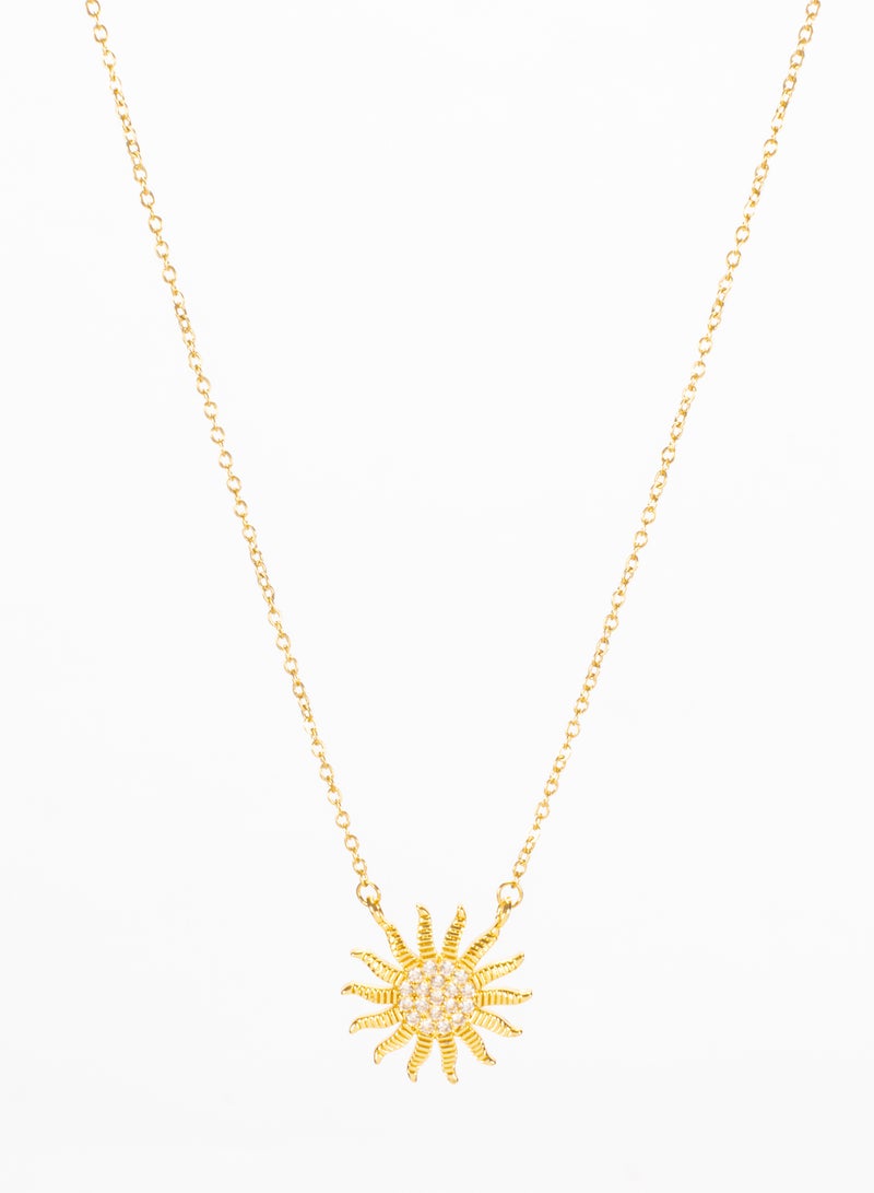The Black Pearl Accessories Stainless Steel Necklace with a White Zirconic Sun Pendant - Image 2