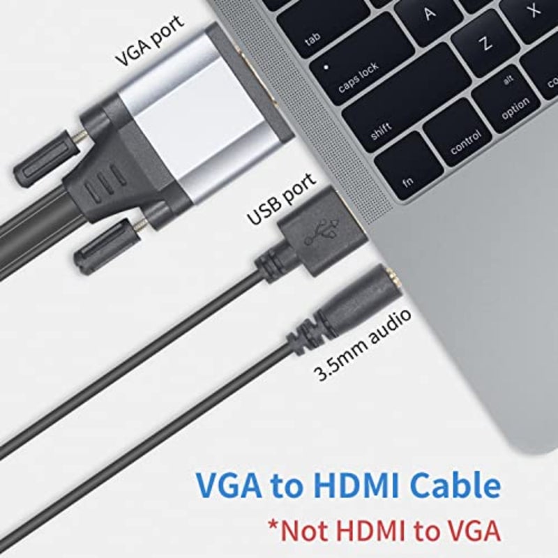 Desktop, Projector, HDTV, Raspberry Pi use: Gold Plated VGA to HDMI Cable with Audio, 5FT, 1080P Active Converter, Metallic Gold - Image 2