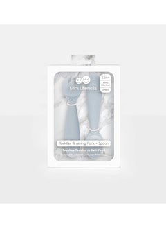 ezpz Baby Mini Fork And Spoon Set, Kids Cutlery Set With Case - 12M+ - Pewter  - Image 4
