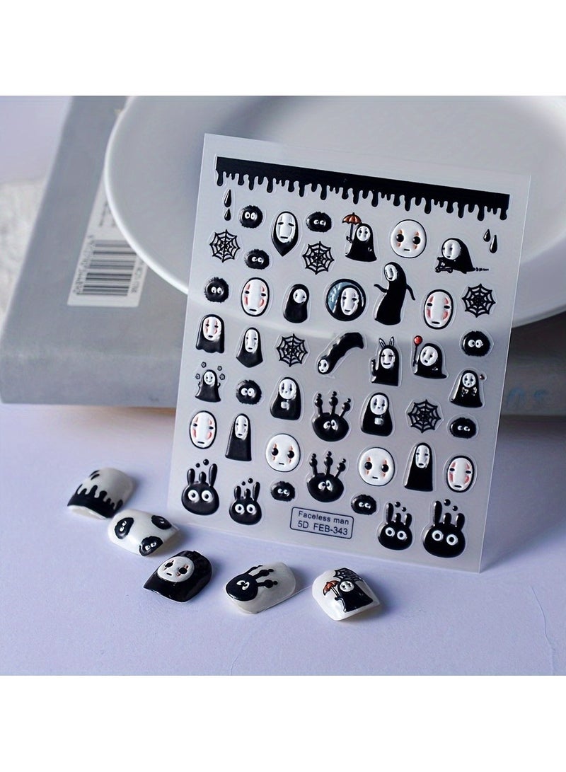 Generic 1Pcs Embossed Halloween Nail Art Stickers Ghost Design Decals - Image 3
