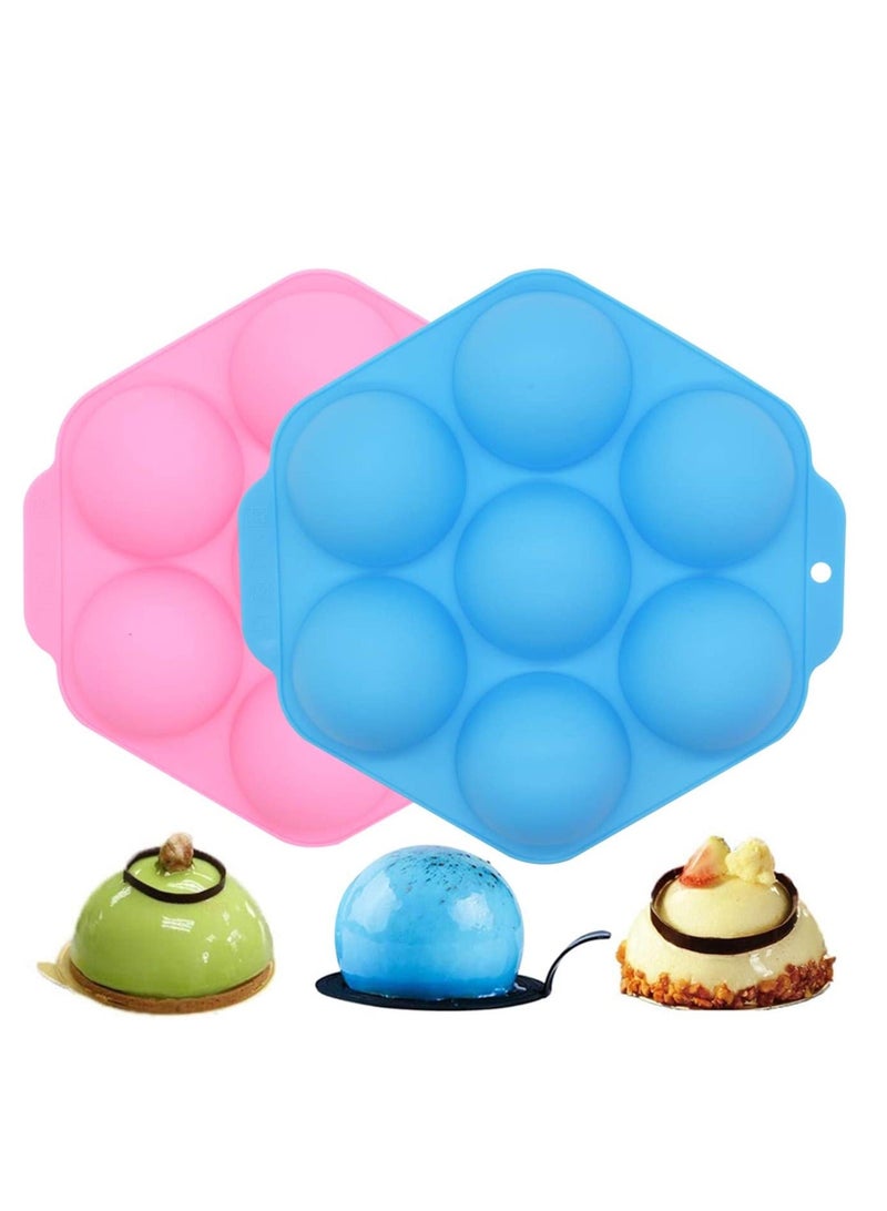 NIBEMINENT Silicone Bakeware Molds, 7-Cavity Mousse Cake Mold, Mold for Baking, Dessert Cookie Mould, Candle Soap Making Hot Chocolate Bomb Jelly Dome - Image 1