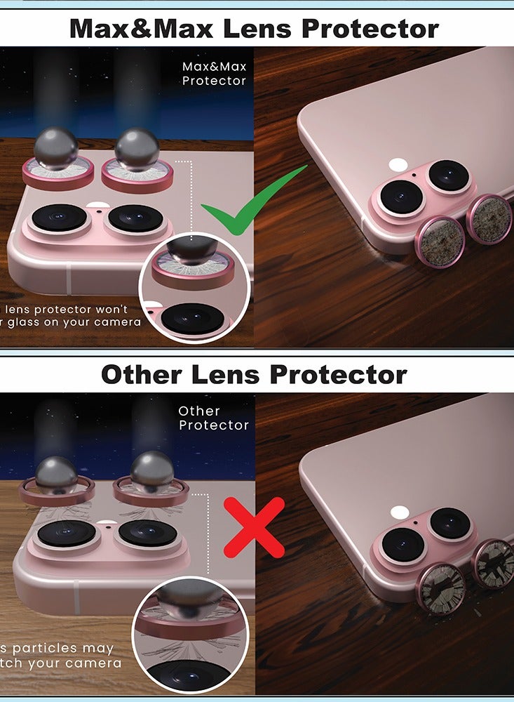 ماكس آند ماكس واقي عدسة الكاميرا لهاتف iPhone 16 و16 Plus - حواف من الألومنيوم، طلاء مضاد للخدش، زجاج شفاف رقيق مقاوم للخدش - أخضر - Image 1