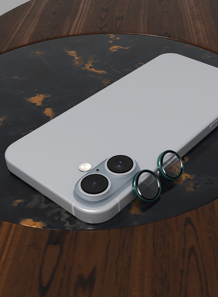 ماكس آند ماكس واقي عدسة الكاميرا لهاتف iPhone 16 و16 Plus - حواف من الألومنيوم، طلاء مضاد للخدش، زجاج شفاف رقيق مقاوم للخدش - أخضر - Image 2