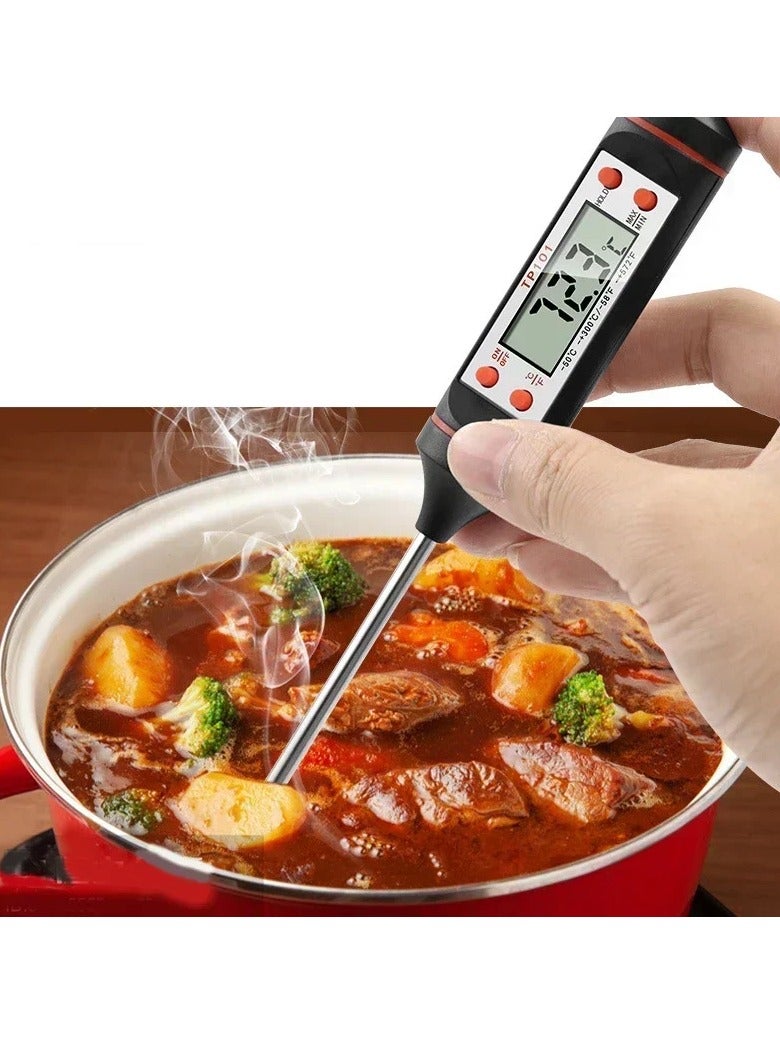 AROAQ Food Thermometer, Water Oil Cooking Meat Food Thermometers, Cooking Thermometer With Instant Read Lcd Screen For Kitchen, (Black)  - Image 3