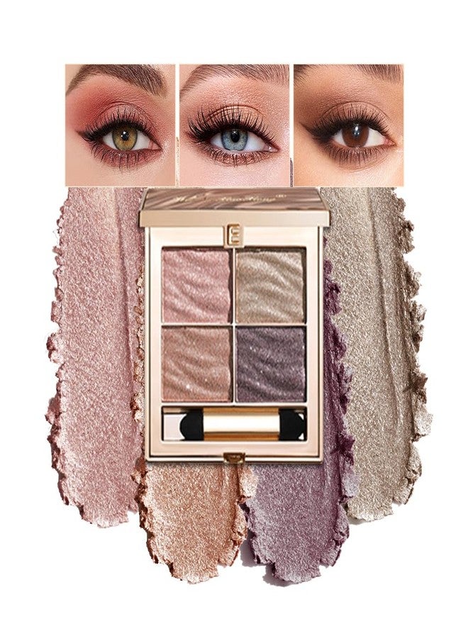 Houksouml Nude Eyeshadow Palette, Matte & Shimmer Soft Neutral Shades, Purple Khaki Brown Caramel Latte Champagne Pearl Tones, Smooth Blendable Fine Shimmer, Long-Lasting Pigmented Eye Makeup for Daily Wear-A04 - Image 1