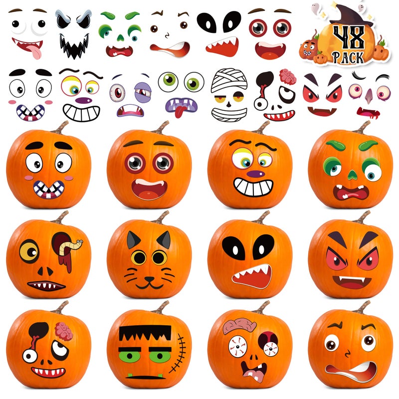 kortes 96 Pack Pumpkin Decorating Stickers Small Pumpkin Face Stickers for Halloween Gifts and Kids Party Favors Funny Make DIY Craft - Image 2