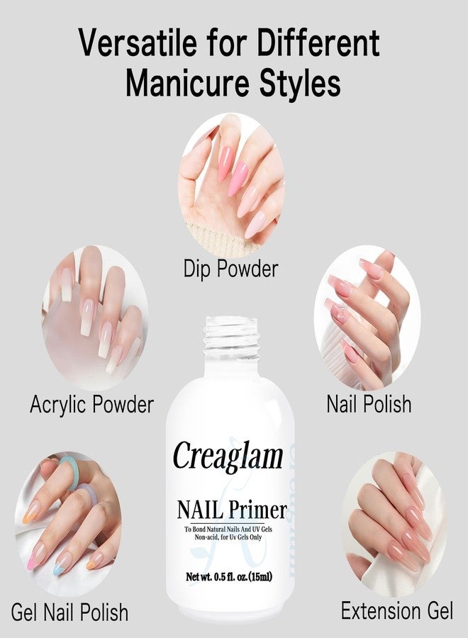 Creaglam Nail Primer 15ml - Acid-Free Primer Nail Prep for Acrylic & Gel Nails - Hema-Free Bonding Formula - Strong Adhesion & Long-Lasting No-Lift Manicure - Image 4