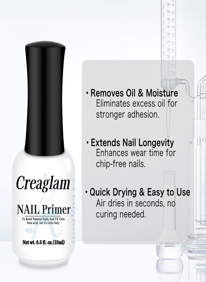 Creaglam Nail Primer 15ml - Acid-Free Primer Nail Prep for Acrylic & Gel Nails - Hema-Free Bonding Formula - Strong Adhesion & Long-Lasting No-Lift Manicure - Image 2