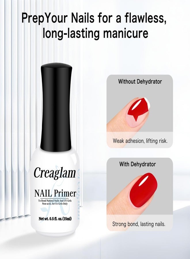 Creaglam Nail Primer 15ml - Acid-Free Primer Nail Prep for Acrylic & Gel Nails - Hema-Free Bonding Formula - Strong Adhesion & Long-Lasting No-Lift Manicure - Image 3