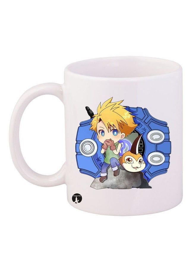 RKN Digimon Printed Mug White/Blue/Yellow 12ounce - Image 2