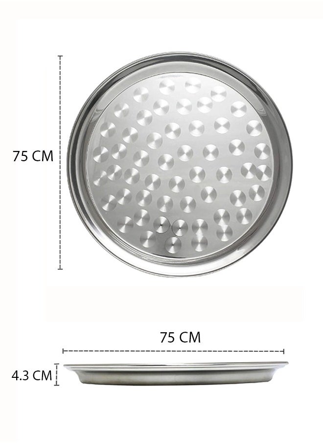 A TO Z 555 Premium Stainless Steel Round Tray 75 cm – Multipurpose Serving Plate for Biriyani, Mandi, Arabic Cuisine, Fruits, Vegetables & More  Durable & Decorative Tray for Home, Restaurant, |Mirror Finish  - Image 3