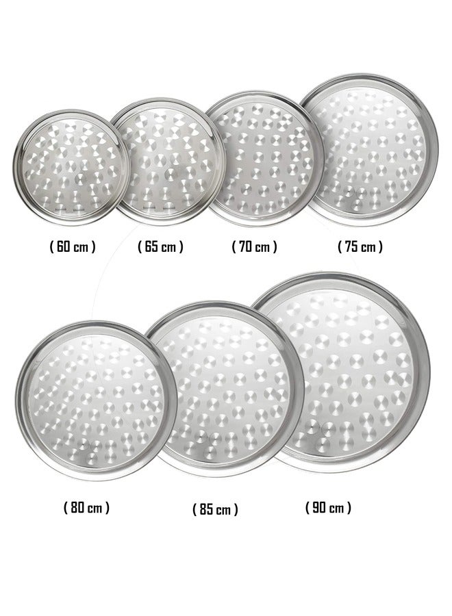 555 Premium Stainless Steel Round Tray 75 cm – Multipurpose Serving Plate for Biriyani, Mandi, Arabic Cuisine, Fruits, Vegetables & More  Durable & Decorative Tray for Home, Restaurant, |Mirror Finish
