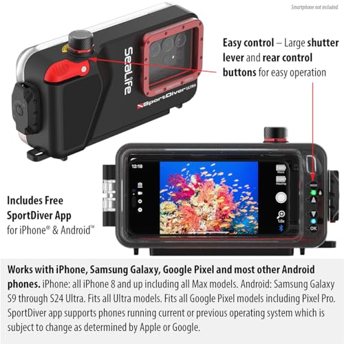 SeaLife SportDiver Ultra Underwater Smartphone Scuba Housing – Dive to 130', Waterproof Photography, Easy Camera Controls, with Leak Alarms, Fits Most Phones - Image 2