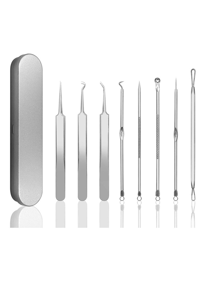8pcs Blackhead Pimple Remover Tool Kit in Metal Case, Blackhead Acne Pimple Extractor Tool - Image 1