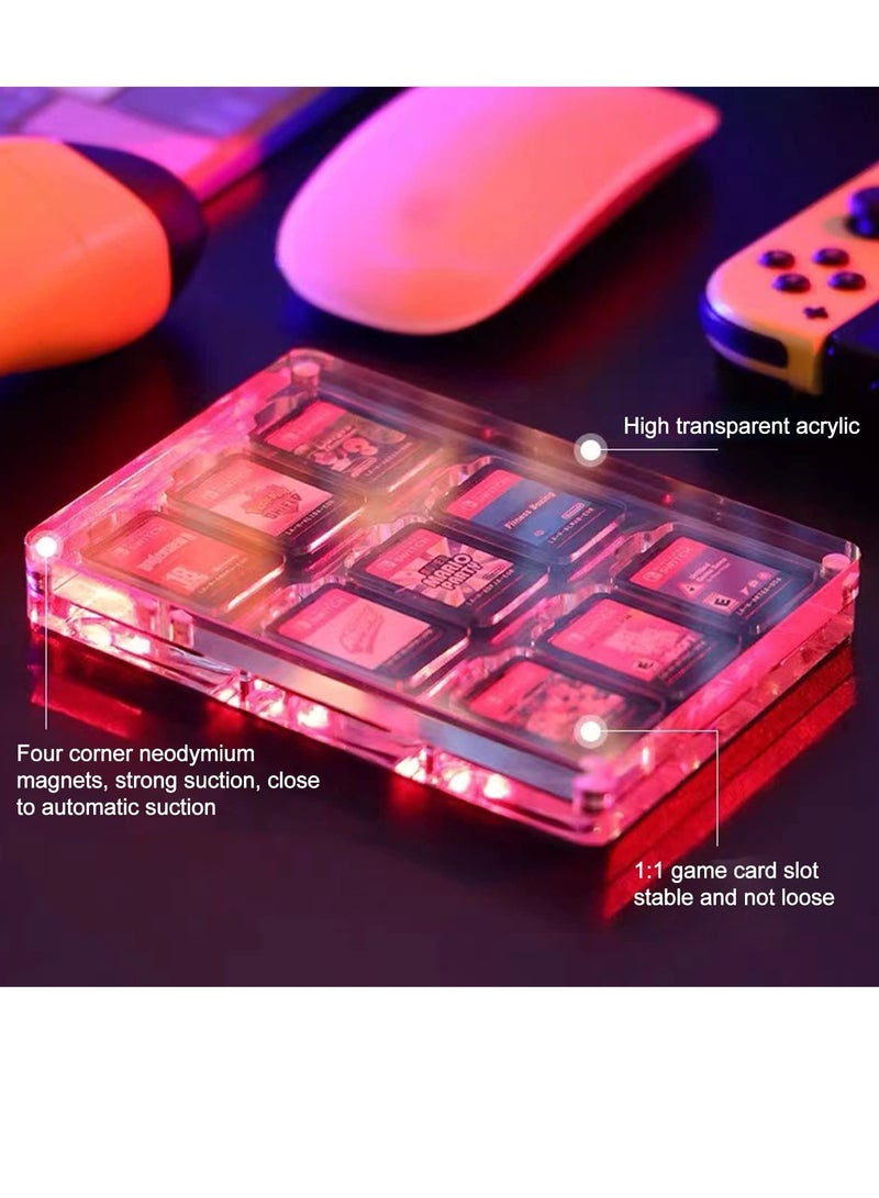 general Game Card Case for Nintendo Switch, 9 Slot Clear Acrylic Game Storage Case Crystal Magnetic Cassette Display Case for Card Protection Two-legged Stand Ornament - Image 3