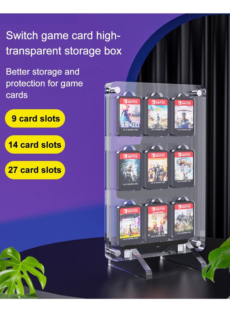 general Game Card Case for Nintendo Switch, 9 Slot Clear Acrylic Game Storage Case Crystal Magnetic Cassette Display Case for Card Protection Two-legged Stand Ornament - Image 4