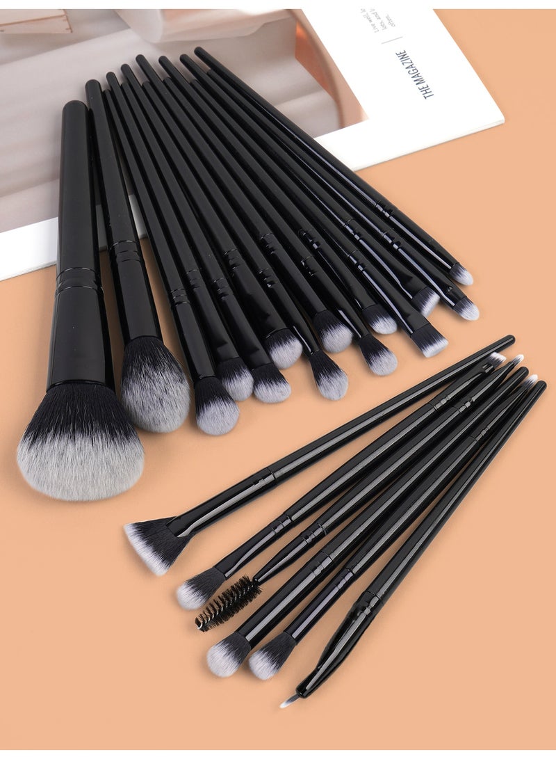 MAANGE مجموعة فرش مكياج احترافية 20 قطعة فرش مكياج صناعية فاخرة فرش أساس فرش دمج بودرة الوجه بلاشر ظلال عيون (أسود) - Image 3