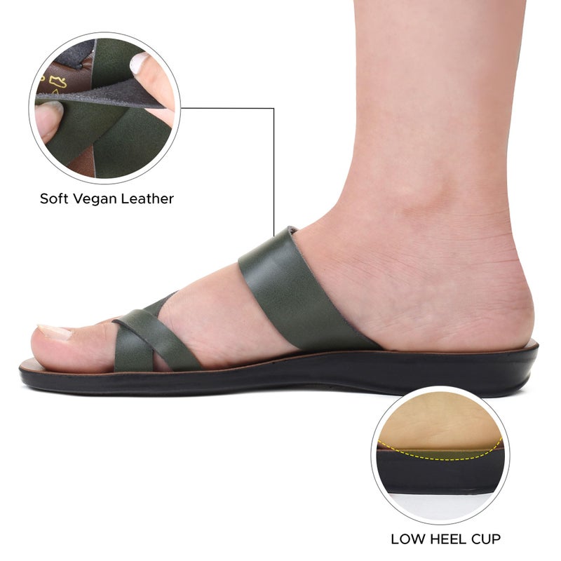 Aerosoft Womens Slides Slip On Comfort with Arch Support Slides for Women Summer Yoga Mat Walking Ladies Flat Sandals (Violet Green Size 7) - Image 3