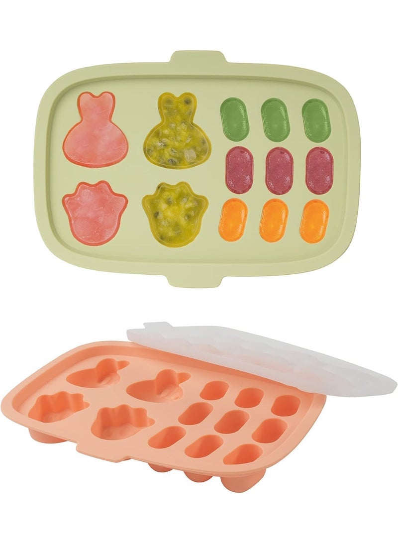 2 Pack Baby Food Freezer Tray, Perfect Silicone Baby Food Freezer Tray, for Homemade Baby Food, Vegetable & Fruit Purees, and Breast Milk, Food Grade Silicone - Image 1