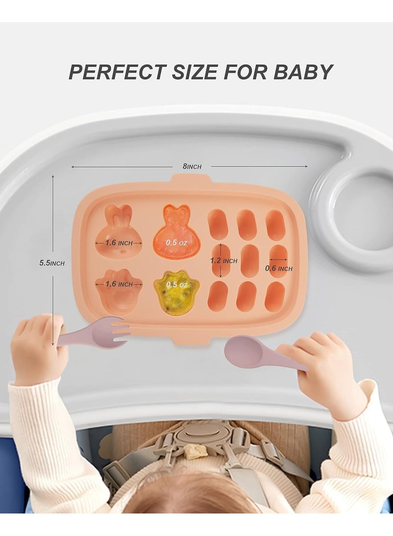 2 Pack Baby Food Freezer Tray, Perfect Silicone Baby Food Freezer Tray, for Homemade Baby Food, Vegetable & Fruit Purees, and Breast Milk, Food Grade Silicone - Image 2