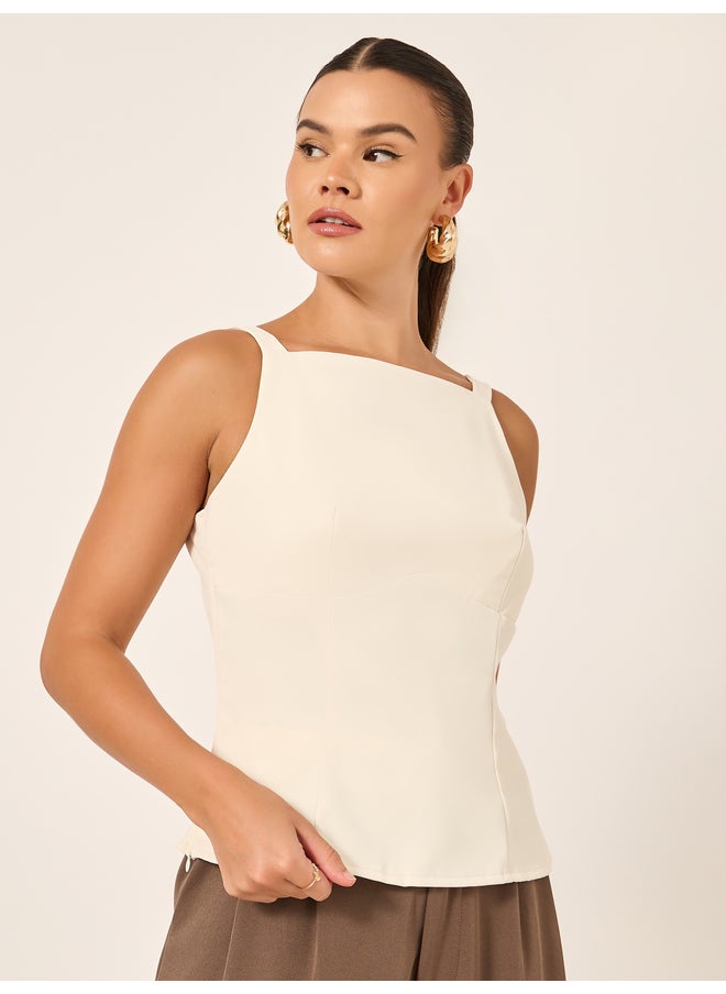 Styli Styli Solid Square Neck Sleeveless Top  - Image 1