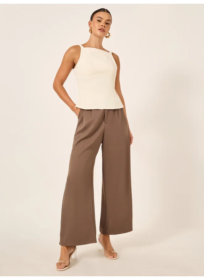 ستايلي Styli Solid Square Neck Sleeveless Top