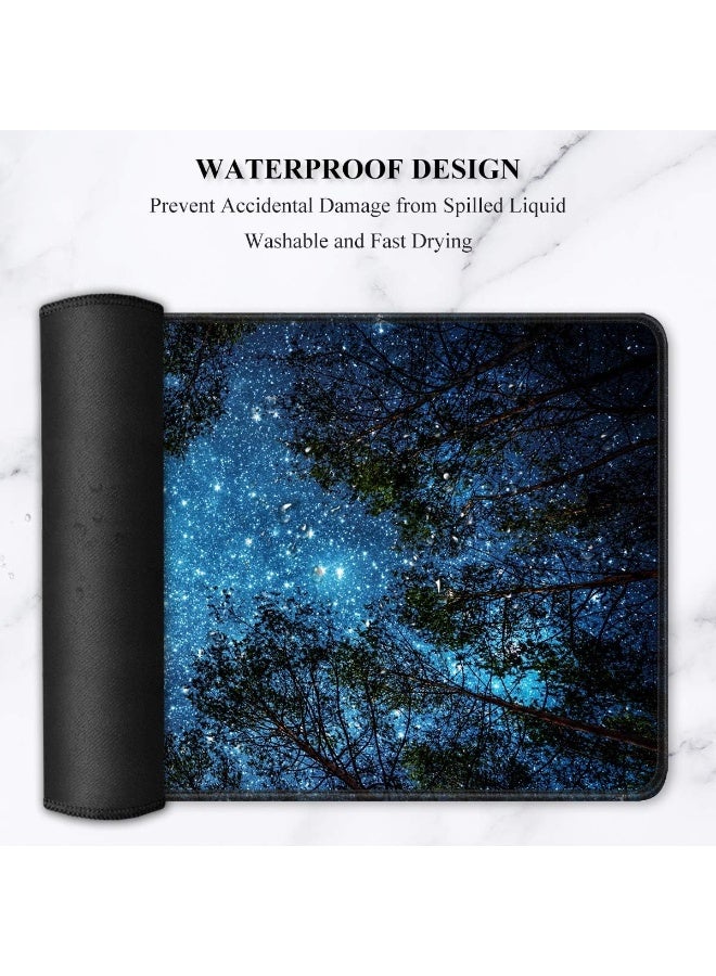 Large Mouse Pad, Full Desk XXL Extended Gaming Mouse Pad 35" X 15", Waterproof Desk Mat with Stitched Edges, Non-Slip Laptop Computer Keyboard Mousepad for Office and Home, Night Sky Design - Image 4