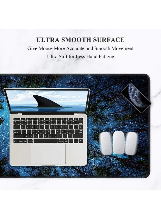 Large Mouse Pad, Full Desk XXL Extended Gaming Mouse Pad 35" X 15", Waterproof Desk Mat with Stitched Edges, Non-Slip Laptop Computer Keyboard Mousepad for Office and Home, Night Sky Design - Image 3