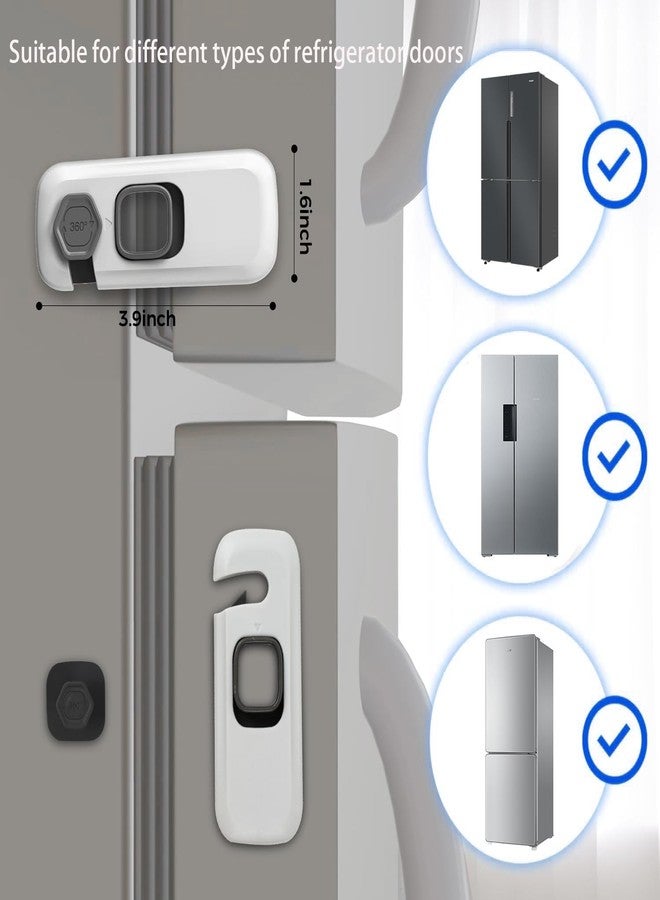 Rukshv Pack of 2 Child Safe Fridge Lock, Fridge Locks for Kids with Adhesive Pads, Baby Safety Locks for Refrigerators, Cabinets, Drawers, Double Doors and More - Image 2