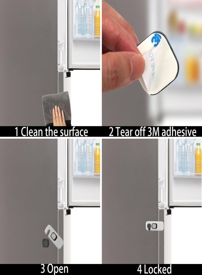 Rukshv Pack of 2 Child Safe Fridge Lock, Fridge Locks for Kids with Adhesive Pads, Baby Safety Locks for Refrigerators, Cabinets, Drawers, Double Doors and More - Image 5
