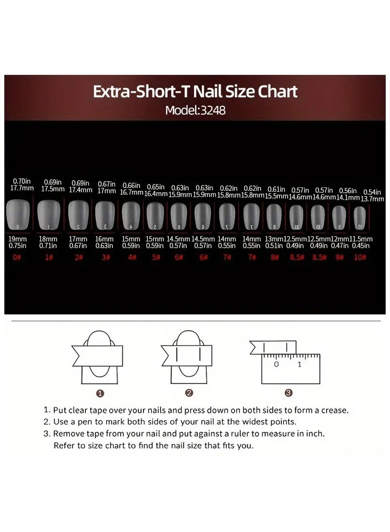 24 قطعة من أظافر صناعية قصيرة لامعة بتصميم متدرج وردي اللون على الطراز الفرنسي قابلة لإعادة الاستخدام للنساء - Image 4