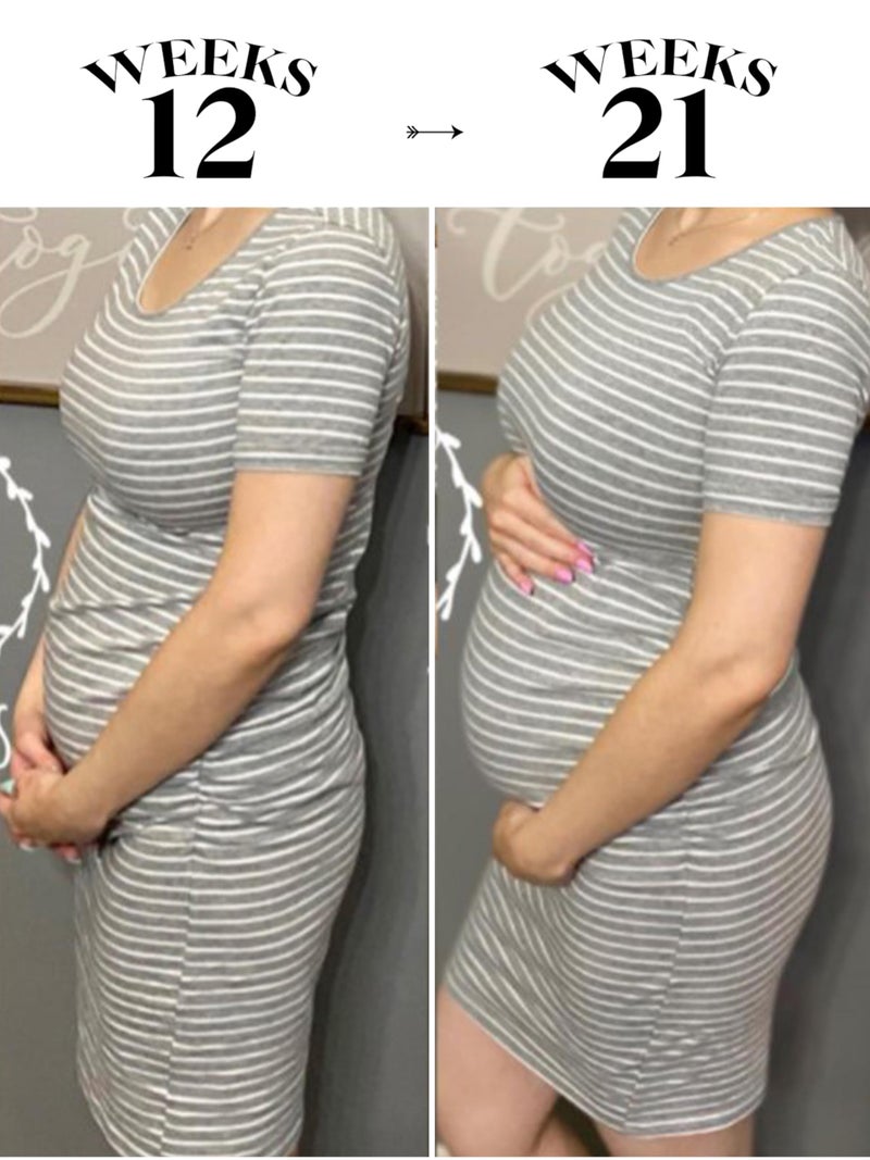 Liu & Qu Women's Maternity Bodycon Ruched Side Dress Casual Short Sleeve Dress for Daily Wearing Or Baby Shower - Image 4