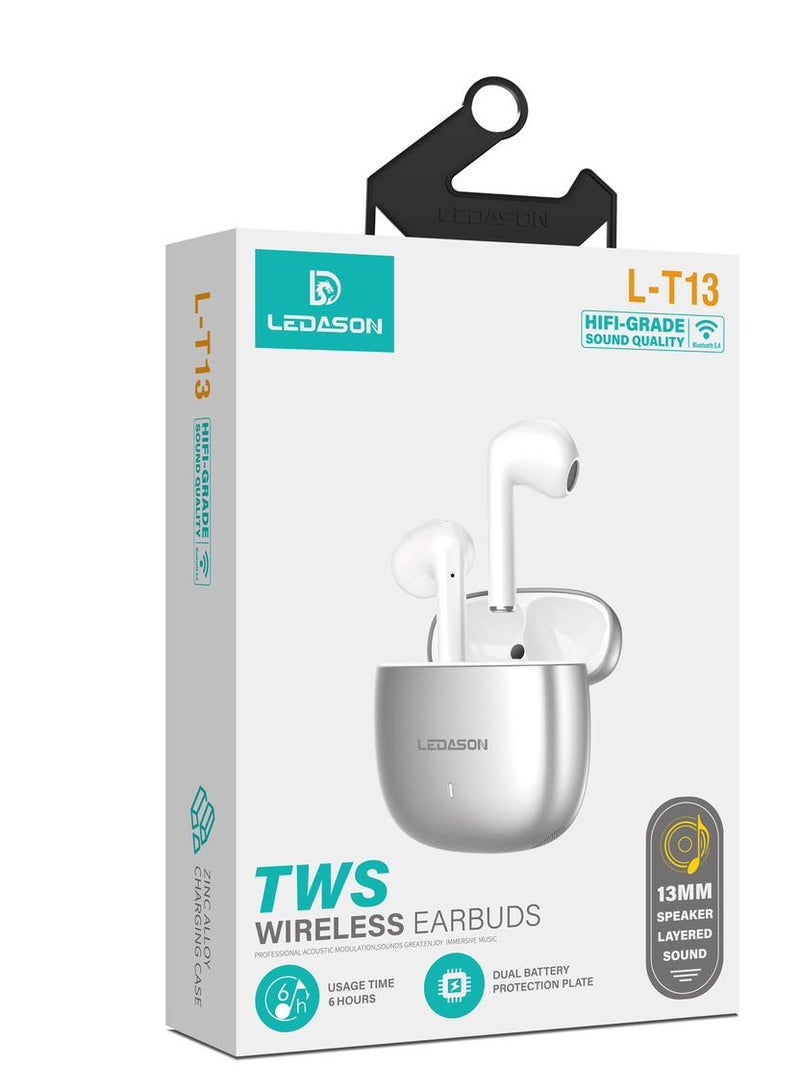 LEDASON TWS Wireless Ear Buds Zinc Alloy Charging Case-Blue - Image 1