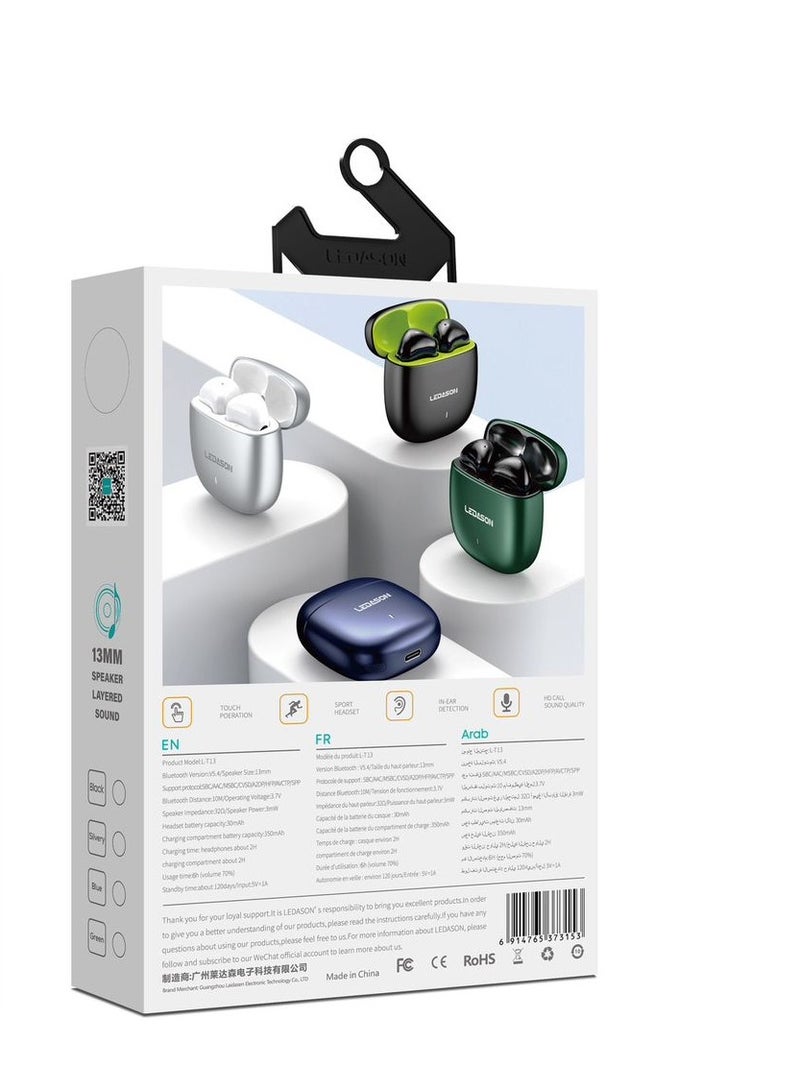 LEDASON TWS Wireless Ear Buds Zinc Alloy Charging Case-Blue - Image 2