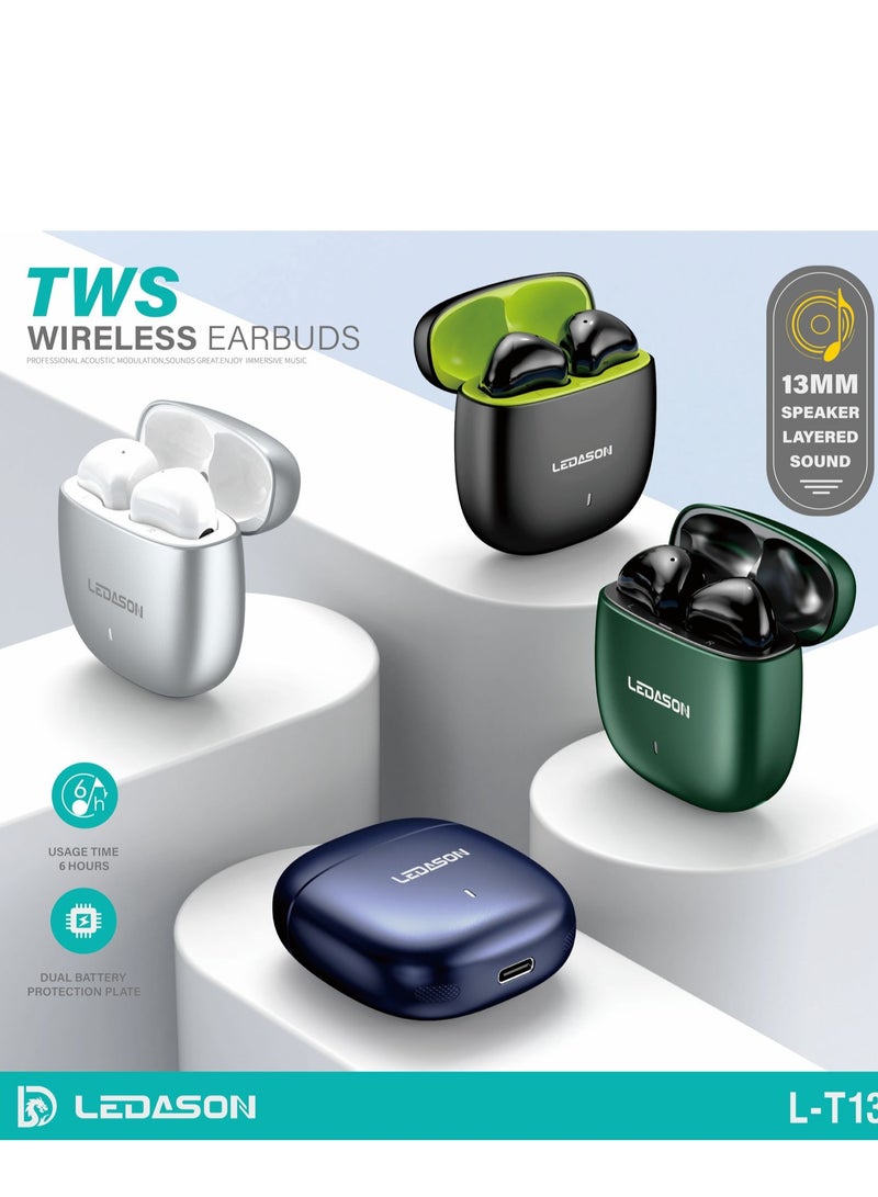 LEDASON TWS Wireless Ear Buds Zinc Alloy Charging Case-Blue - Image 3