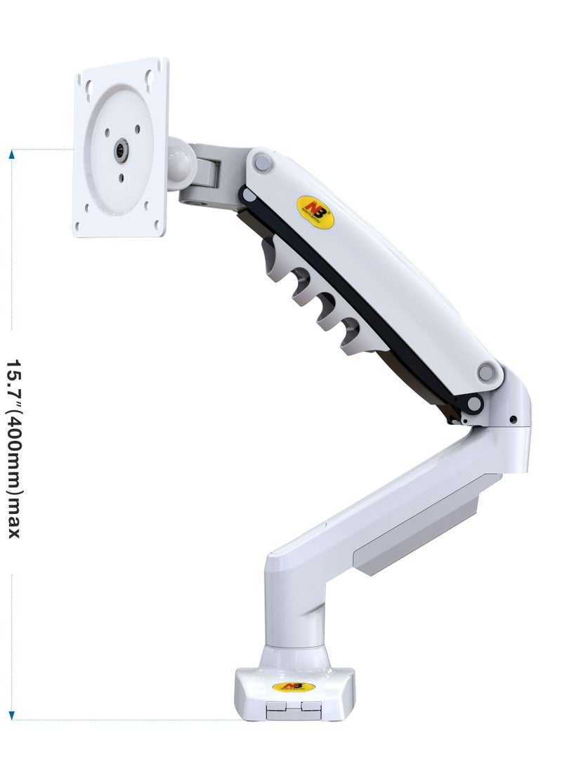 NB NORTH BAYOU F80 Monitor Desk Mount Stand, Full Motion Swivel Monitor Arm with Gas Spring for 17''-30'' Monitors (Within 2kg to 9kg), Computer Monitor Stand (White)  - Image 3