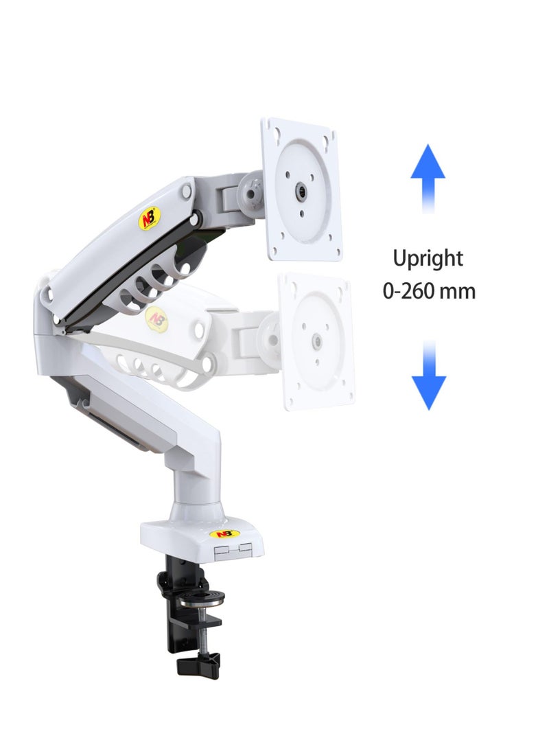 NB NORTH BAYOU F80 Monitor Desk Mount Stand, Full Motion Swivel Monitor Arm with Gas Spring for 17''-30'' Monitors (Within 2kg to 9kg), Computer Monitor Stand (White)  - Image 4