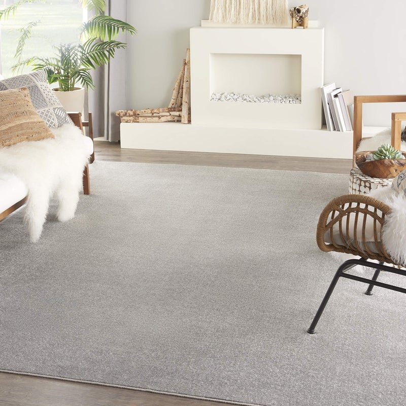 Nourison Essentials IndoorOutdoor Silver Grey 10 x 14 Area Rug Easy Cleaning Non Shedding Bed Room Living Room Dining Room Backyard Deck Patio 10x14