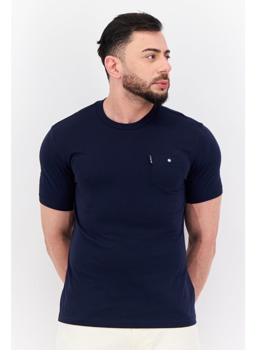 Ben Sherman - Men Crew Neck Short Sleeves Brand Logo T-Shirt, Navy - Image 1