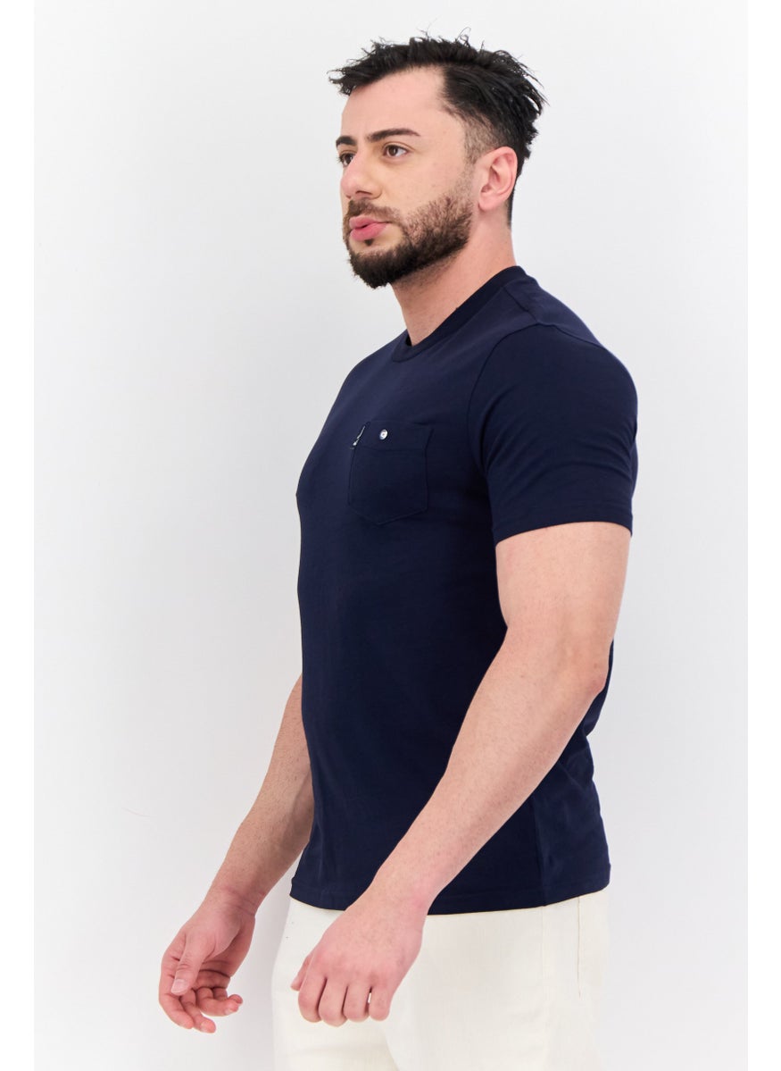 Ben Sherman - Men Crew Neck Short Sleeves Brand Logo T-Shirt, Navy - Image 1