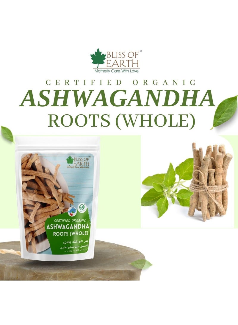 BLISS OF EARTH 400gm Ashwagandha root whole Indian Ginseng Withania Somnifera Helps Relives stress and Boost immunity Premium Edible Grade Root - Image 2